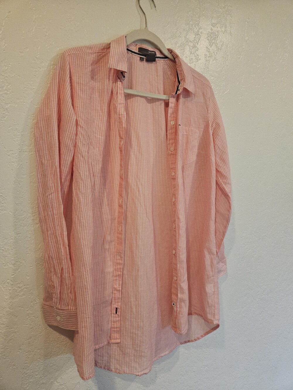 Sandra Ingrish Striped Button Shirt Long Sleeves 100% Cotton Shirt Pink & White.